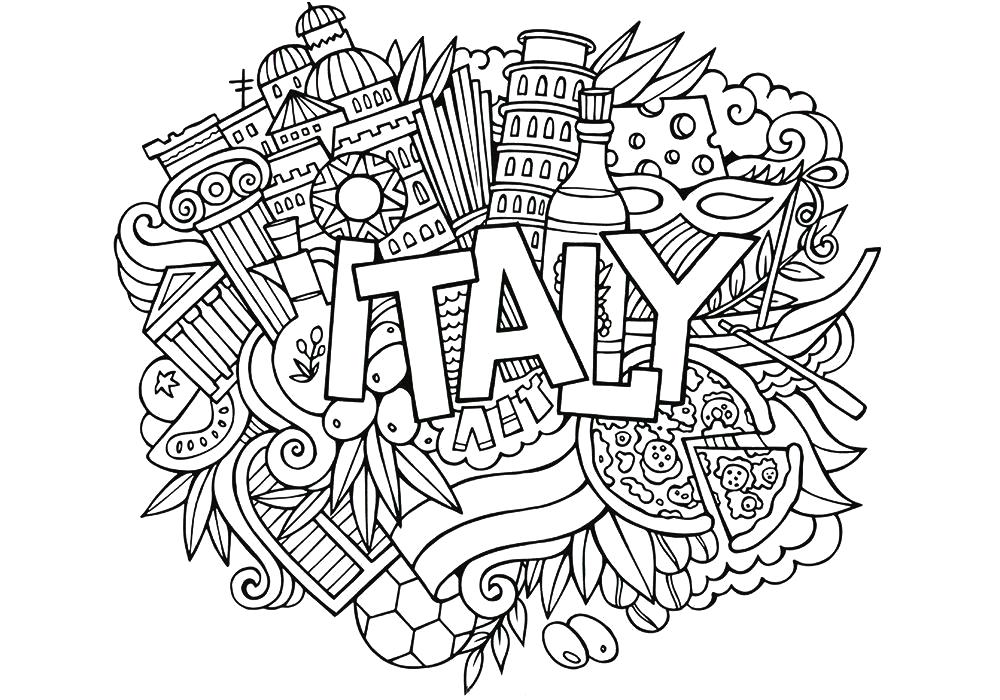 Раскраски антистресс география Италия
