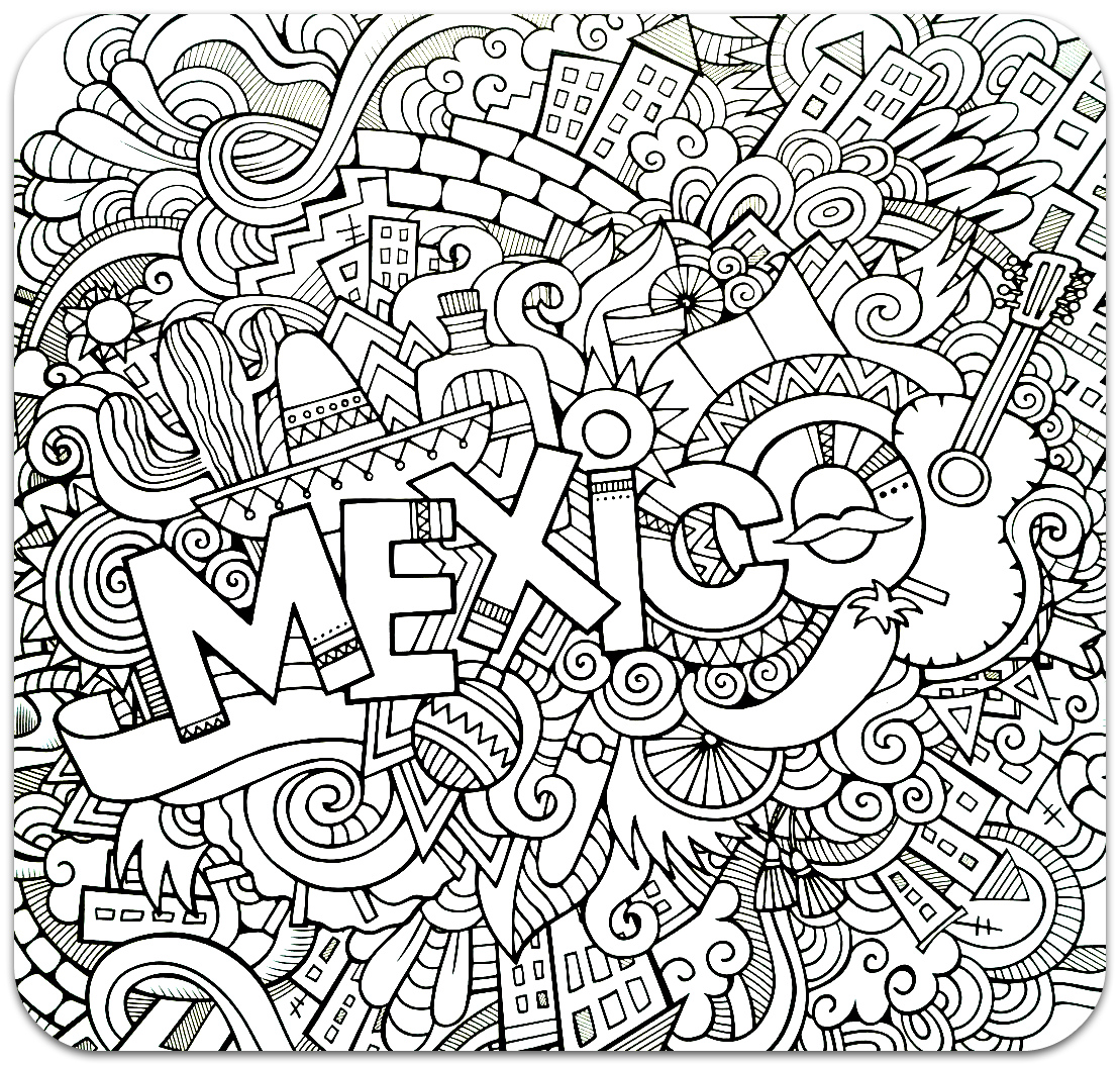 Раскраски антистресс география Мексика