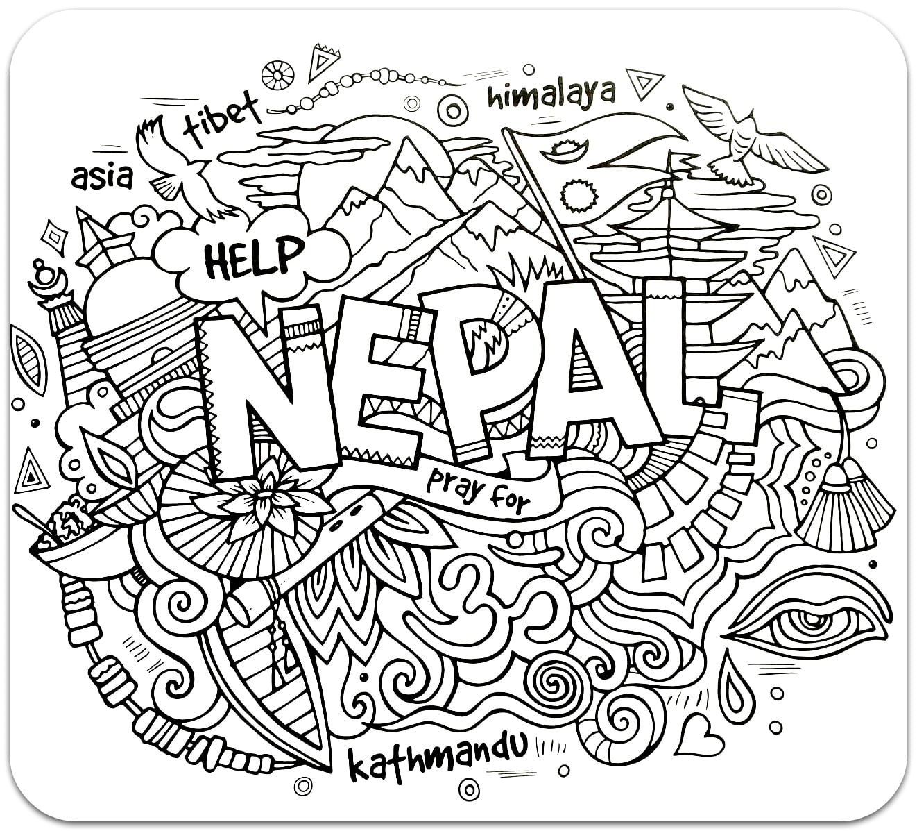Раскраски антистресс география Непал