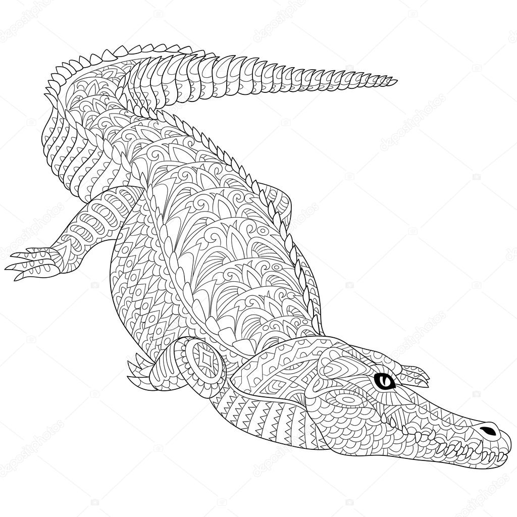 Раскраски антистресс крокодилы
