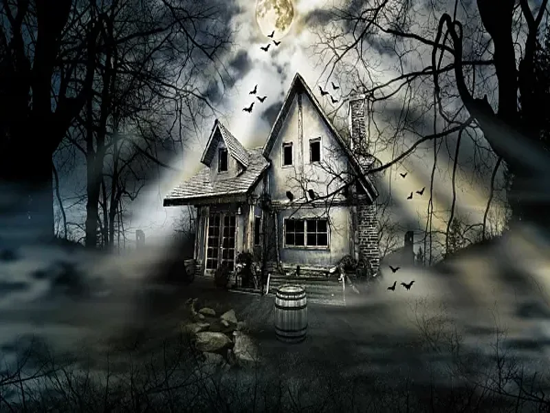 Раскраски Домов с привидениями на Хэллоуин
