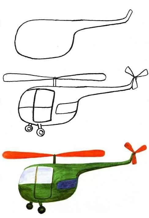 Как нарисовать простой военный вертолёт пошаговая инструкция