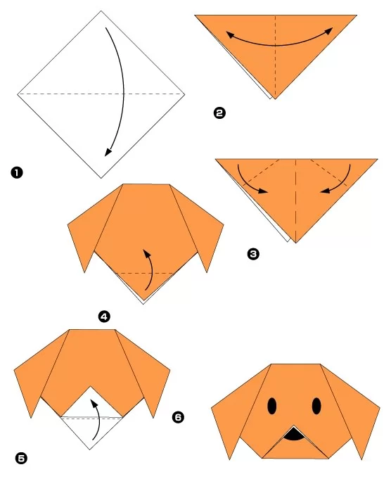Оригами для малышей. Собачка