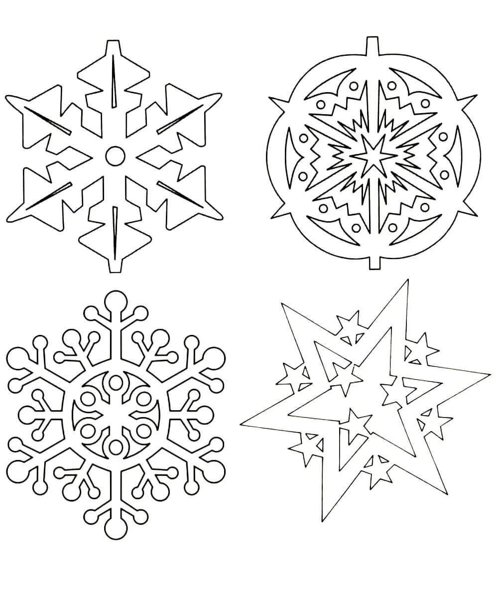 Раскраски новогодние снежинки для детей скачать и распечатать